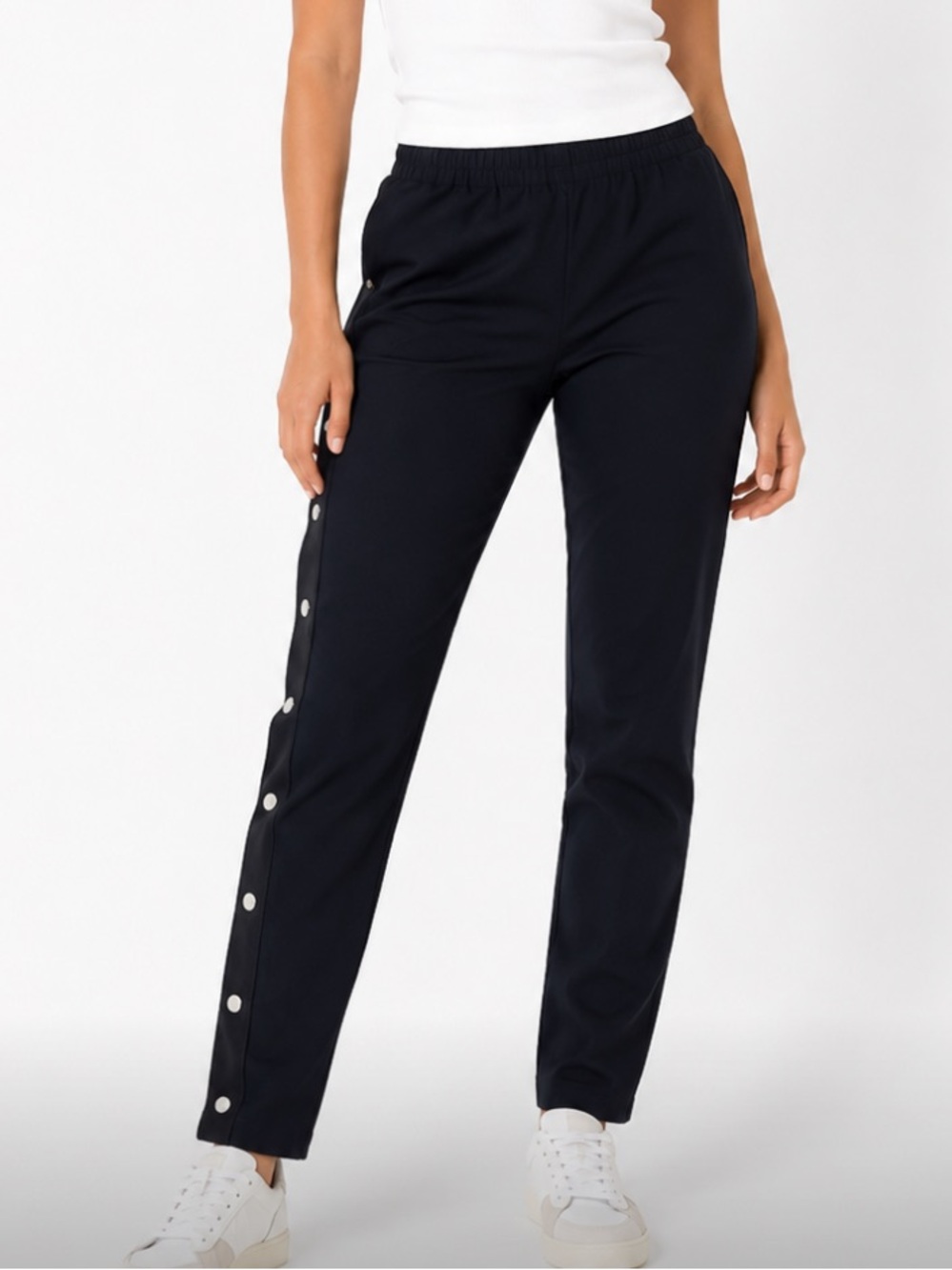 Maje “prune” black side snap streetwear luxury athleisure pants US SZ 2-4 EUC
